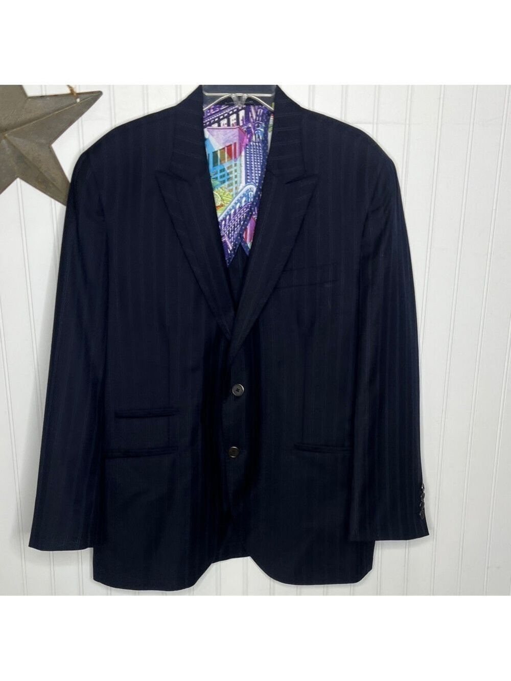 Robert Graham Classic Fit Navy Pinstripe Blazer Size 42